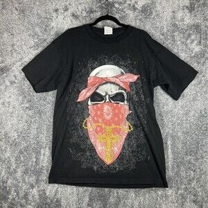 PRO Shirt Mens XLT Black Skull Bandana Cross Graphic Tee Super Heavyweight